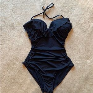 Zimmerman Frill one piece swimsuit Navy Blue